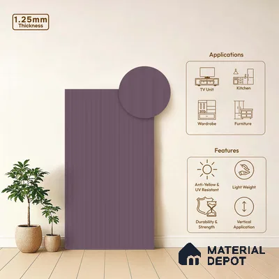 Deep Lavender Fluted Solid Color LM 18367 8 ft x 4 ft Texture Finish Decorative Laminate - 1.25 mm | Suitable for TV Unit,Wardrobe, Kitchen Cabinets