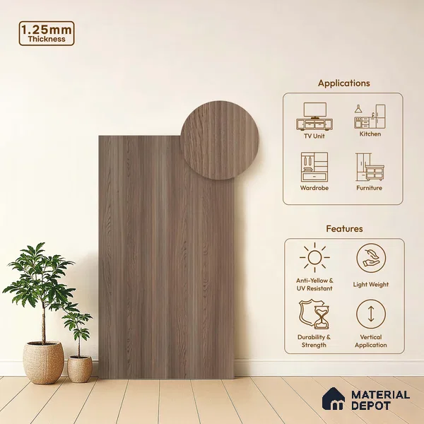 Wooden Fluted LM 18375 8 ft x 4 ft Texture Finish Decorative Laminate - 1.25 mm | Suitable for TV Unit,Wardrobe, Kitchen Cabinets