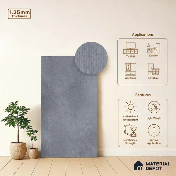 Marble Fluted LM 18378 8 ft x 4 ft Texture Finish Decorative Laminate - 1.25 mm | Suitable for TV Unit,Wardrobe, Kitchen Cabinets