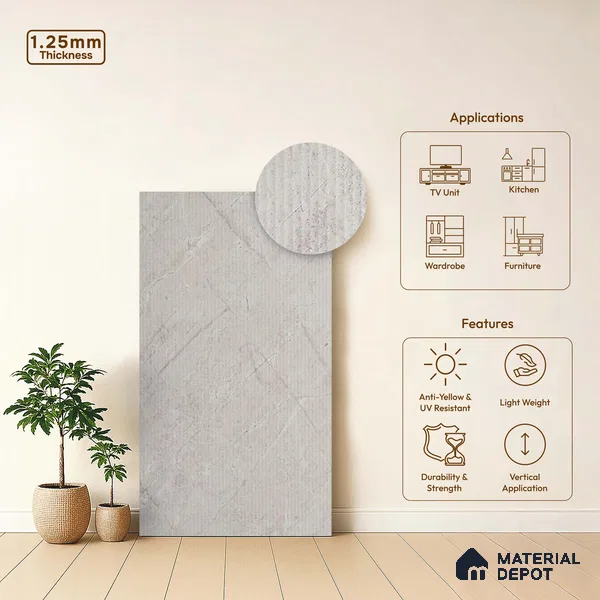 Marble Fluted LM 18379 8 ft x 4 ft Texture Finish Decorative Laminate - 1.25 mm | Suitable for TV Unit,Wardrobe, Kitchen Cabinets