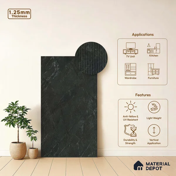 Marble Fluted LM 18380 8 ft x 4 ft Texture Finish Decorative Laminate - 1.25 mm | Suitable for TV Unit,Wardrobe, Kitchen Cabinets