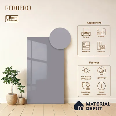 Muted Violet Solid Color Acrylic Laminate LM 24635 8 ft x 4 ft High Gloss Finish - 1.5 mm | Matching Edgeband code - EB 02096 | Suitable for Living Room, Kitchen, Office