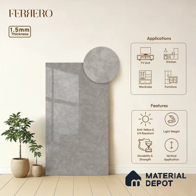 Beige Marble Acrylic Laminate LM 24311 8 ft x 4 ft High Gloss Finish - 1.5 mm | Suitable for TV Unit, Wardrobe, Cabinets