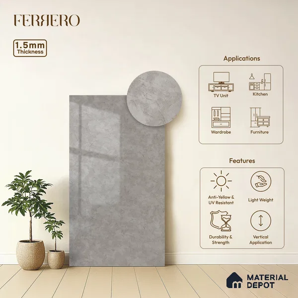Beige Marble Acrylic Laminate LM 24311 8 ft x 4 ft High Gloss Finish - 1.5 mm | Suitable for TV Unit, Wardrobe, Cabinets