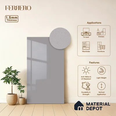 High Gloss White Solid Color Acrylic Laminate LM 24323 8 ft x 4 ft High Gloss Finish - 1.5 mm | Matching Edgeband code - EB 02115 | Suitable for Living Room, Kitchen, Office