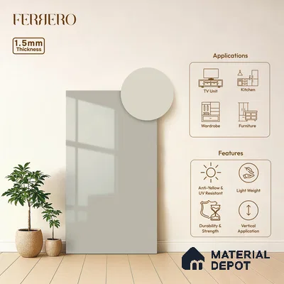Soft White Solid Color Acrylic Laminate LM 24325 8 ft x 4 ft High Gloss Finish - 1.5 mm | Matching Edgeband code - EB 02116 | Suitable for Living Room, Kitchen, Office