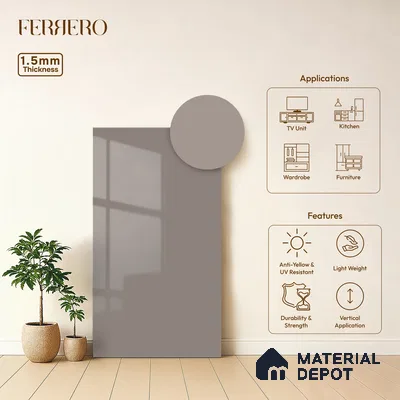 Taupe Purple Solid Color Acrylic Laminate LM 24355 8 ft x 4 ft High Gloss Finish - 1.5 mm | Matching Edgeband code - EB 02133 | Suitable for Living Room, Kitchen, Office