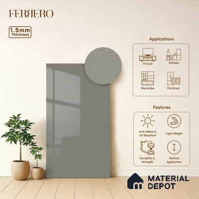 White  Acrylic Laminate LM 24551 8 ft x 4 ft High Gloss Finish - 1.5 mm | Matching Edgeband code - EB 02111 | Suitable for TV Unit, Wardrobe, Cabinets