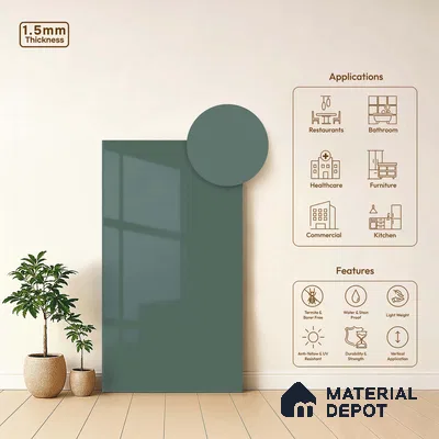 LM 23641 8 ft x 4 ft Solid Plain High Gloss Finish Acrylic Laminate - 1.5 mm | Suitable for Living Room, Kitchen, Office | Matching Edgeband Code EB 122144