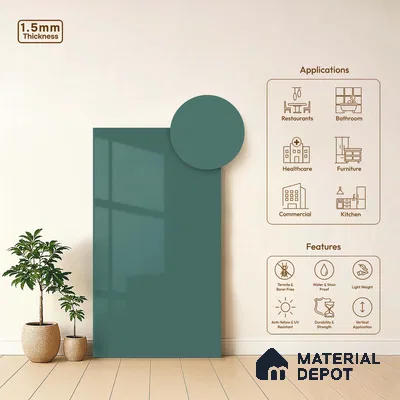 LM 23642 8 ft x 4 ft Solid Plain High Gloss Finish Acrylic Laminate - 1.5 mm | Suitable for Living Room, Kitchen, Office | Matching Edgeband Code EB 122146