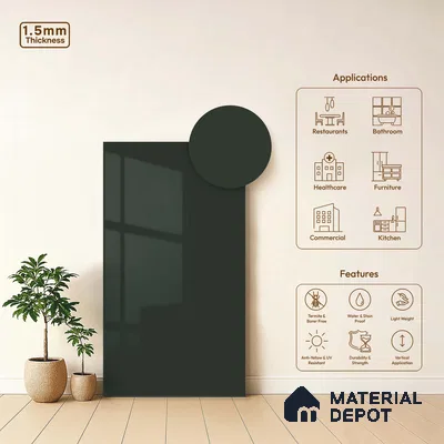 LM 23644 8 ft x 4 ft Solid Plain High Gloss Finish Acrylic Laminate - 1.5 mm | Suitable for Living Room, Kitchen, Office | Matching Edgeband Code EB 11108