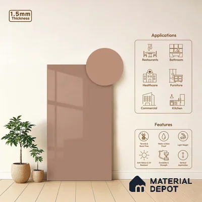 LM 23645 8 ft x 4 ft Solid Plain High Gloss Finish Acrylic Laminate - 1.5 mm | Suitable for Living Room, Kitchen, Office | Matching Edgeband Code EB 11113
