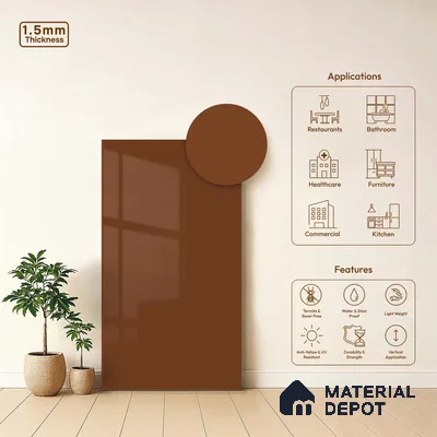 LM 23646 8 ft x 4 ft Solid Plain High Gloss Finish Acrylic Laminate - 1.5 mm | Suitable for Living Room, Kitchen, Office | Matching Edgeband Code EB 11114