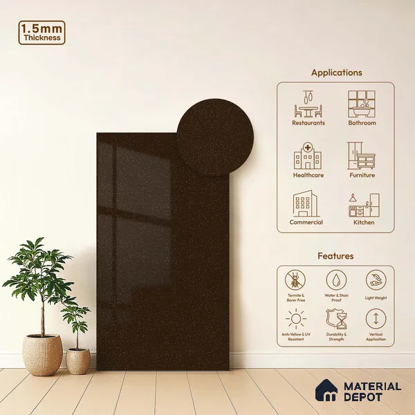 LM 23647 8 ft x 4 ft Sparkle High Gloss Finish Acrylic Laminate - 1.5 mm | Matching Edgeband Code EB 12106
