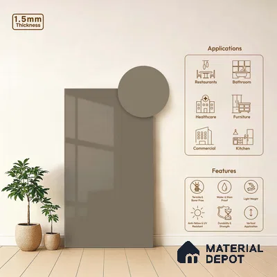 LM 23648 8 ft x 4 ft Solid Plain High Gloss Finish Acrylic Laminate - 1.5 mm | Suitable for Living Room, Kitchen, Office | Matching Edgeband Code EB 12109