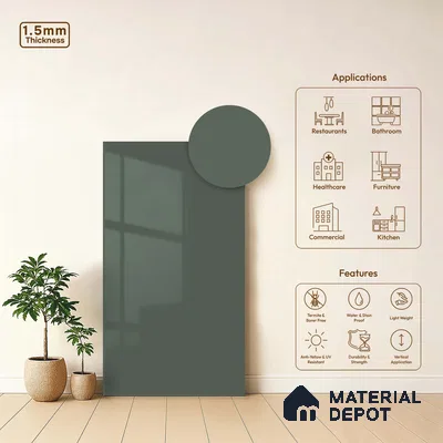 LM 23649 8 ft x 4 ft Solid Plain High Gloss Finish Acrylic Laminate - 1.5 mm | Suitable for Living Room, Kitchen, Office | Matching Edgeband Code EB 1106