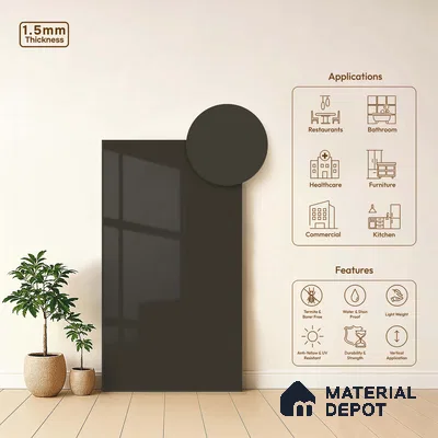 LM 23650 8 ft x 4 ft Solid Plain High Gloss Finish Acrylic Laminate - 1.5 mm | Suitable for Living Room, Kitchen, Office | Matching Edgeband Code EB 1108