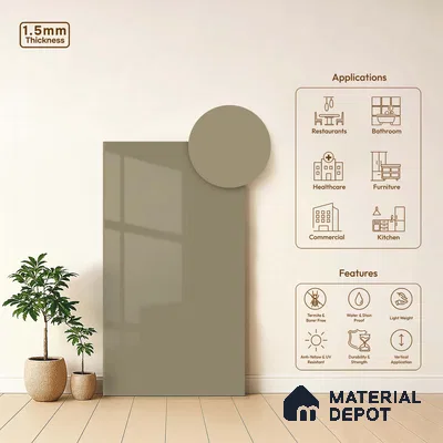 LM 23651 8 ft x 4 ft Solid Plain High Gloss Finish Acrylic Laminate - 1.5 mm | Suitable for Living Room, Kitchen, Office | Matching Edgeband Code EB 1109