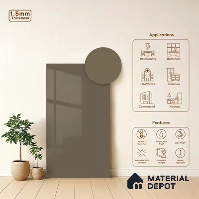 LM 23652 8 ft x 4 ft Solid Plain High Gloss Finish Acrylic Laminate - 1.5 mm | Suitable for Living Room, Kitchen, Office | Matching Edgeband Code EB 1110