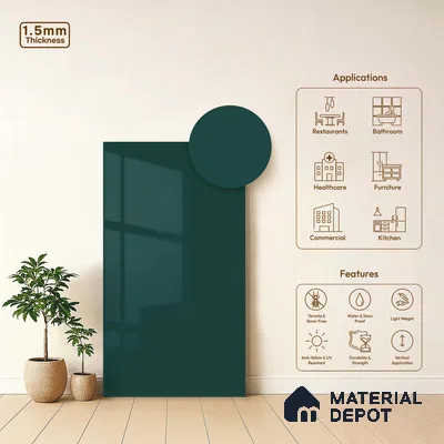 LM 23655 8 ft x 4 ft Solid Plain High Gloss Finish Acrylic Laminate - 1.5 mm | Suitable for Living Room, Kitchen, Office | Matching Edgeband Code EB 1115