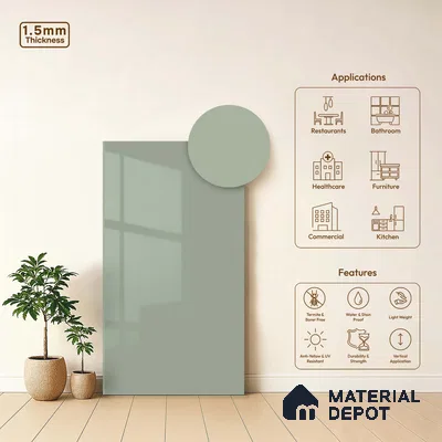 LM 23658 8 ft x 4 ft Solid Plain High Gloss Finish Acrylic Laminate - 1.5 mm | Suitable for Living Room, Kitchen, Office | Matching Edgeband Code EB 1120