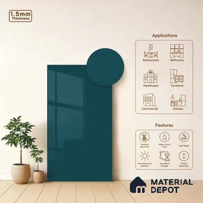 LM 23660 8 ft x 4 ft Solid Plain High Gloss Finish Acrylic Laminate - 1.5 mm | Suitable for Living Room, Kitchen, Office | Matching Edgeband Code EB 1122