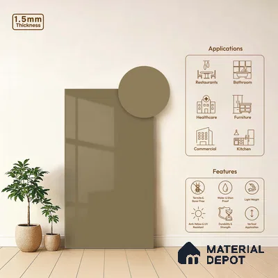 LM 23662 8 ft x 4 ft Solid Plain High Gloss Finish Acrylic Laminate - 1.5 mm | Suitable for Living Room, Kitchen, Office | Matching Edgeband Code EB 1127