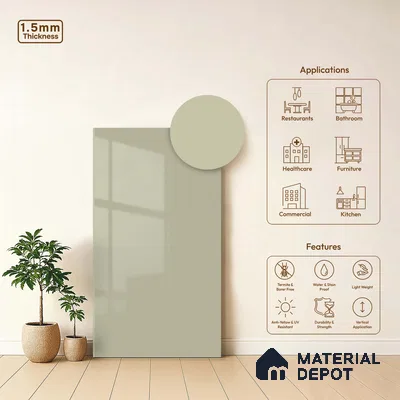 LM 23663 8 ft x 4 ft Solid Plain High Gloss Finish Acrylic Laminate - 1.5 mm | Suitable for Living Room, Kitchen, Office | Matching Edgeband Code EB 1128