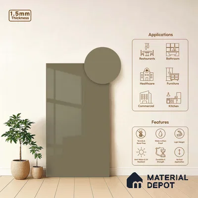 LM 23664 8 ft x 4 ft Solid Plain High Gloss Finish Acrylic Laminate - 1.5 mm | Suitable for Living Room, Kitchen, Office | Matching Edgeband Code EB 1129