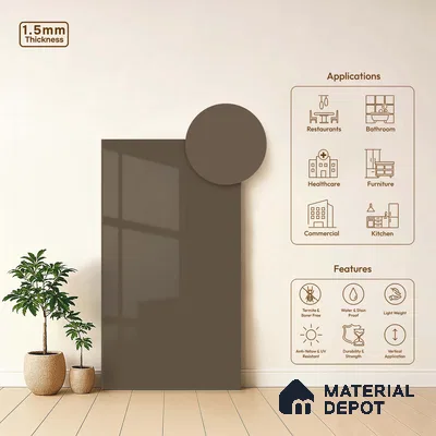 LM 23665 8 ft x 4 ft Solid Plain High Gloss Finish Acrylic Laminate - 1.5 mm | Suitable for Living Room, Kitchen, Office | Matching Edgeband Code EB 1130