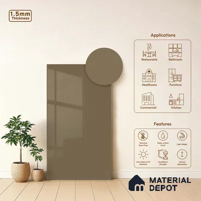 LM 23666 8 ft x 4 ft Solid Plain High Gloss Finish Acrylic Laminate - 1.5 mm | Suitable for Living Room, Kitchen, Office | Matching Edgeband Code EB 1131