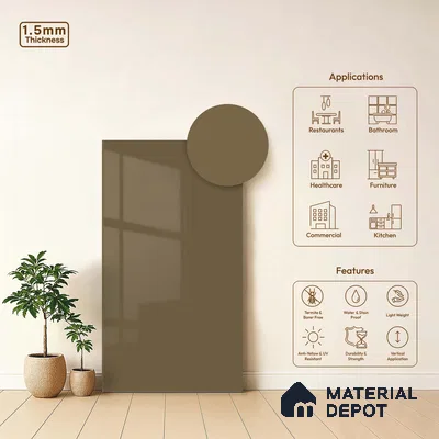 LM 23672 8 ft x 4 ft Solid Plain High Gloss Finish Acrylic Laminate - 1.5 mm | Suitable for Living Room, Kitchen, Office | Matching Edgeband Code EB 1408