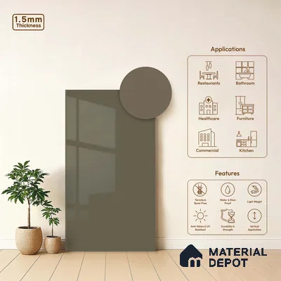 LM 23673 8 ft x 4 ft Solid Plain High Gloss Finish Acrylic Laminate - 1.5 mm | Suitable for Living Room, Kitchen, Office | Matching Edgeband Code EB 1409