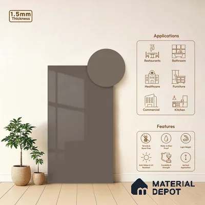 LM 23674 8 ft x 4 ft Solid Plain High Gloss Finish Acrylic Laminate - 1.5 mm | Suitable for Living Room, Kitchen, Office | Matching Edgeband Code EB 1411
