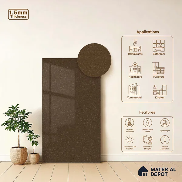 LM 23675 8 ft x 4 ft Sparkle High Gloss Finish Acrylic Laminate - 1.5 mm | Matching Edgeband Code EB 1412