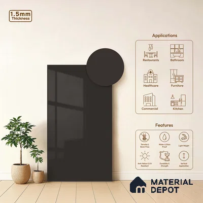 LM 23676 8 ft x 4 ft Solid Plain High Gloss Finish Acrylic Laminate - 1.5 mm | Suitable for Living Room, Kitchen, Office | Matching Edgeband Code EB 1413
