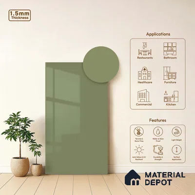 LM 23677 8 ft x 4 ft Solid Plain High Gloss Finish Acrylic Laminate - 1.5 mm | Suitable for Living Room, Kitchen, Office | Matching Edgeband Code EB 1414
