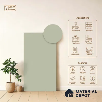 LM 23678 8 ft x 4 ft Solid Plain Matte Finish Acrylic Laminate - 1.5 mm | Suitable for Living Room, Kitchen, Office | Matching Edgeband Code EB 1101