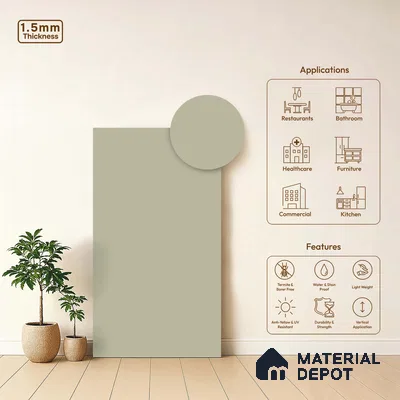 LM 23679 8 ft x 4 ft Solid Plain Matte Finish Acrylic Laminate - 1.5 mm | Suitable for Living Room, Kitchen, Office | Matching Edgeband Code EB 1102
