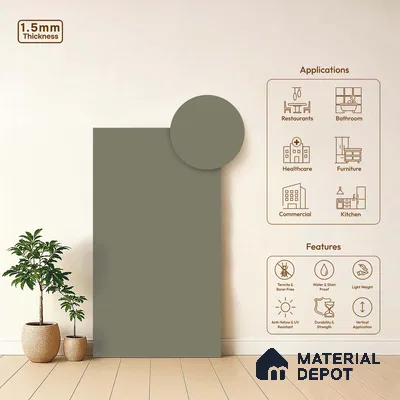 LM 23680 8 ft x 4 ft Solid Plain Matte Finish Acrylic Laminate - 1.5 mm | Suitable for Living Room, Kitchen, Office | Matching Edgeband Code EB 1105