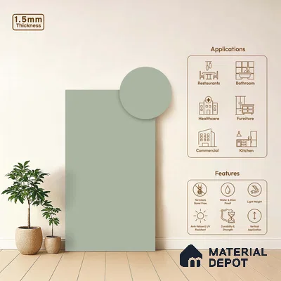 LM 23683 8 ft x 4 ft Solid Plain Matte Finish Acrylic Laminate - 1.5 mm | Suitable for Living Room, Kitchen, Office | Matching Edgeband Code EB 1120
