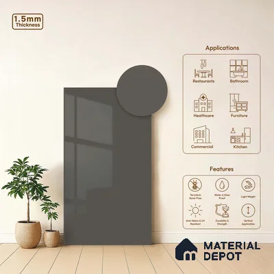 LM 23684 8 ft x 4 ft Solid Plain High Gloss Finish Acrylic Laminate - 1.5 mm | Suitable for Living Room, Kitchen, Office | Matching Edgeband Code EB 17102