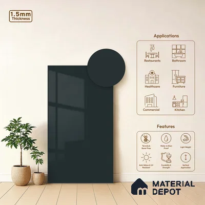 LM 23687 8 ft x 4 ft Solid Plain High Gloss Finish Acrylic Laminate - 1.5 mm | Suitable for Living Room, Kitchen, Office | Matching Edgeband Code EB 17111