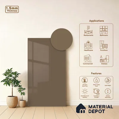 LM 23689 8 ft x 4 ft Solid Plain High Gloss Finish Acrylic Laminate - 1.5 mm | Suitable for Living Room, Kitchen, Office | Matching Edgeband Code EB 18105