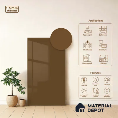 LM 23690 8 ft x 4 ft Solid Plain High Gloss Finish Acrylic Laminate - 1.5 mm | Suitable for Living Room, Kitchen, Office | Matching Edgeband Code EB 18106