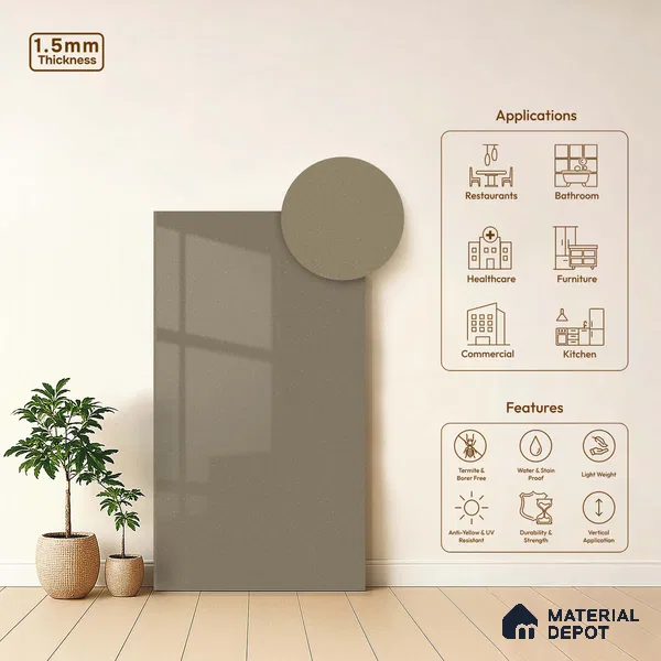 LM 23691 8 ft x 4 ft Sparkle High Gloss Finish Acrylic Laminate - 1.5 mm | Matching Edgeband Code EB 18107