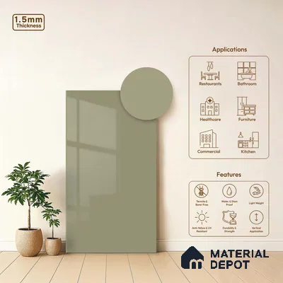 LM 23692 8 ft x 4 ft Solid Plain High Gloss Finish Acrylic Laminate - 1.5 mm | Suitable for Living Room, Kitchen, Office | Matching Edgeband Code EB 18109