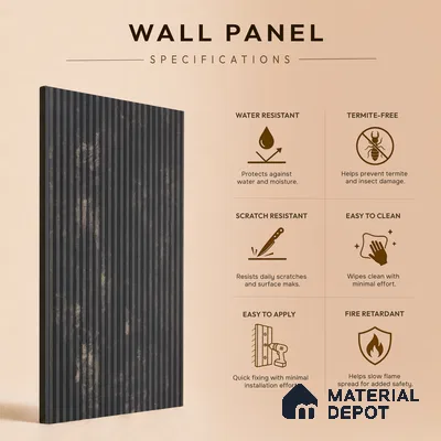 Wenge Brown Rustic Look PN 00531 8 ft x 6.2 inch Charcoal Panel - 6 mm | Suitable for Feature Wall, TV Unit & Living Room | Width is Subjected to 5% Variation