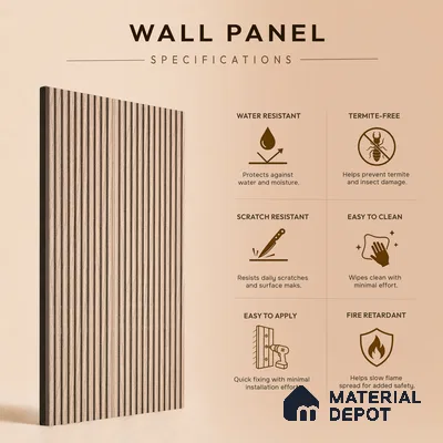Wooden Look PN 00532 8 ft x 6.2 inch Charcoal Panel - 6 mm | Suitable for Feature Wall, TV Unit & Living Room | Width is Subjected to 5% Variation