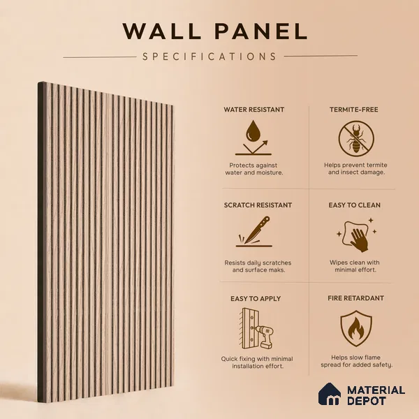 Wooden Look PN 00532 8 ft x 6.2 inch Charcoal Panel - 6 mm | Suitable for Feature Wall, TV Unit & Living Room | Width is Subjected to 5% Variation